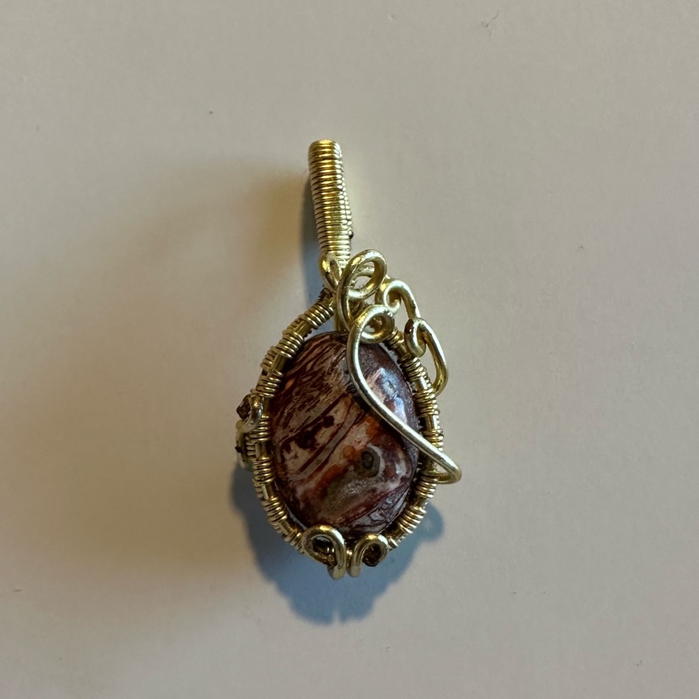 Gold Wire-wrapped Crystal Pendant